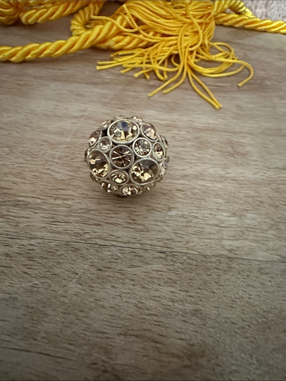 Fossil Gold-Tone Dome Ring with Amber Crystals size 7